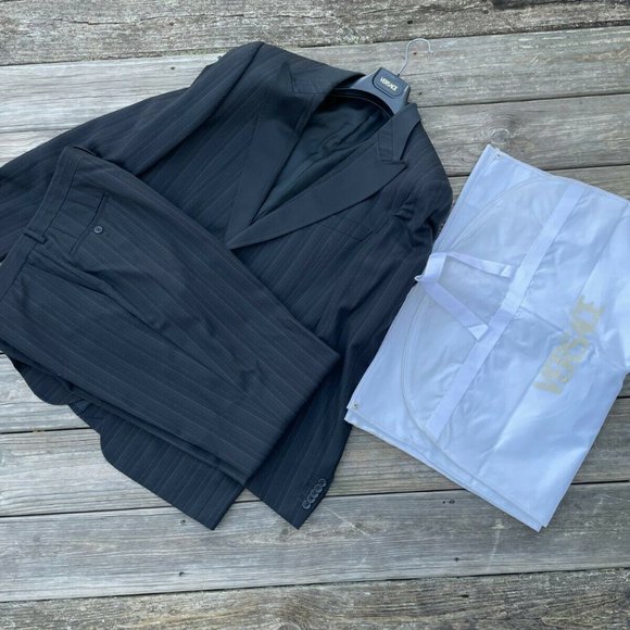 Versace Men Suits Two Piece Blazer Pant 100% Wool Suiting Size 58R Read Descr - Picture 11 of 14